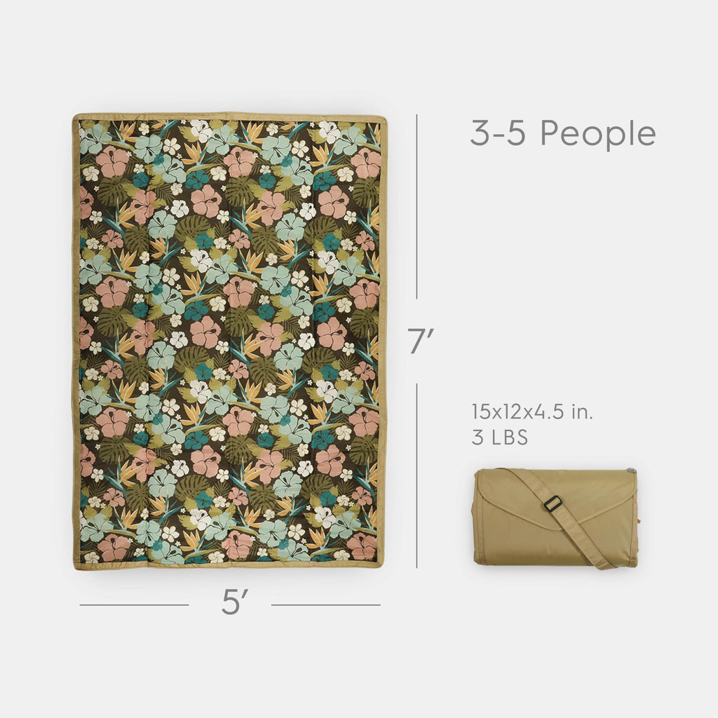 5'x7' Outdoor Family Picnic & Beach Blanket | Durable & Water-Resistant Fabric | Compact Fold & Easily Wipes Clean