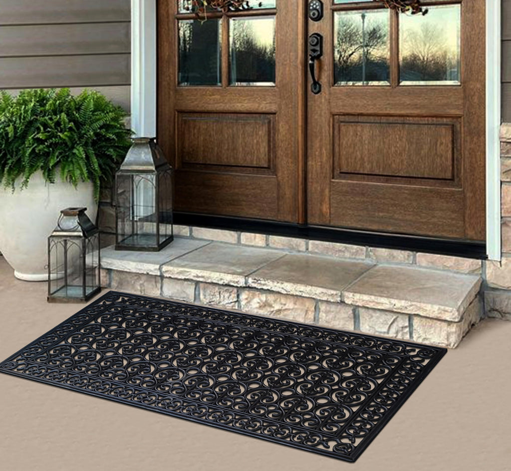 Heavy Duty Rubber Doormat 30"×60" - Won't Blow Away | Outside Front Door Mat, Mud Dirt Scraper, Non-Slip