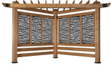 12' x 8' Cedar Wood Cabana Corner Pergola with Bamboo Privacy Panels for Outdoor Patio, Deck, Garden, Poolside