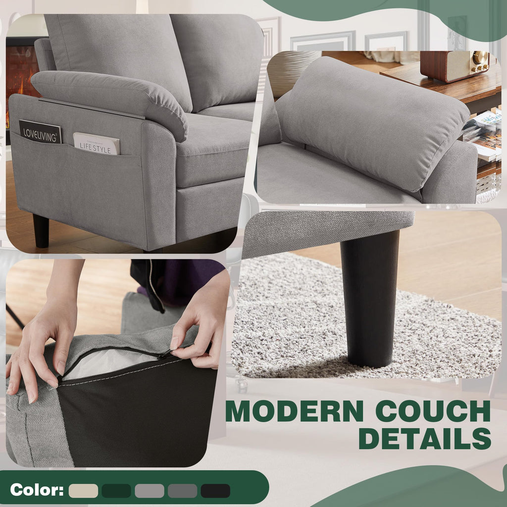 80" Convertible Sectional Sofa, Small L Shaped 3 Seat Couch with Reversible Storage Chaise, Modern Polyester Fabric