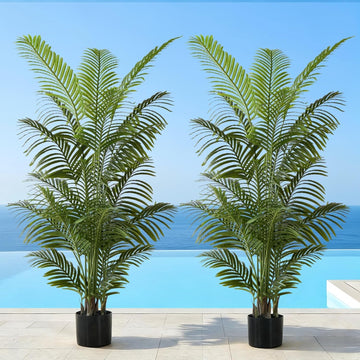 6FT Tall Artificial Palm Trees, Tropical Areca Palm (2 Pack) - Set of 2