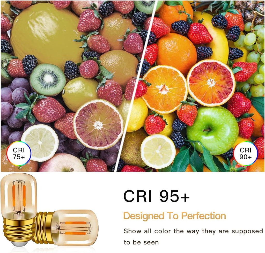 E26 LED Amber Night Light Bulbs 1W, T28 Mini Edison Tube Lamp 2200K Warm, 10W Incandescnet Equivalent,Non-Dimmable