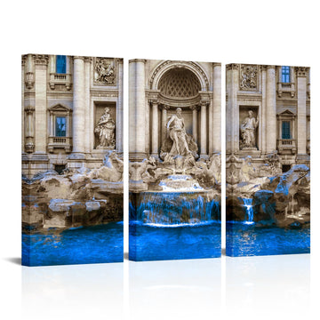 Baroque Canvas Wall Italy Rome Architecture Painting Prints Rome Trevi Fountain Pictures Artwork Framed 16x32 inch