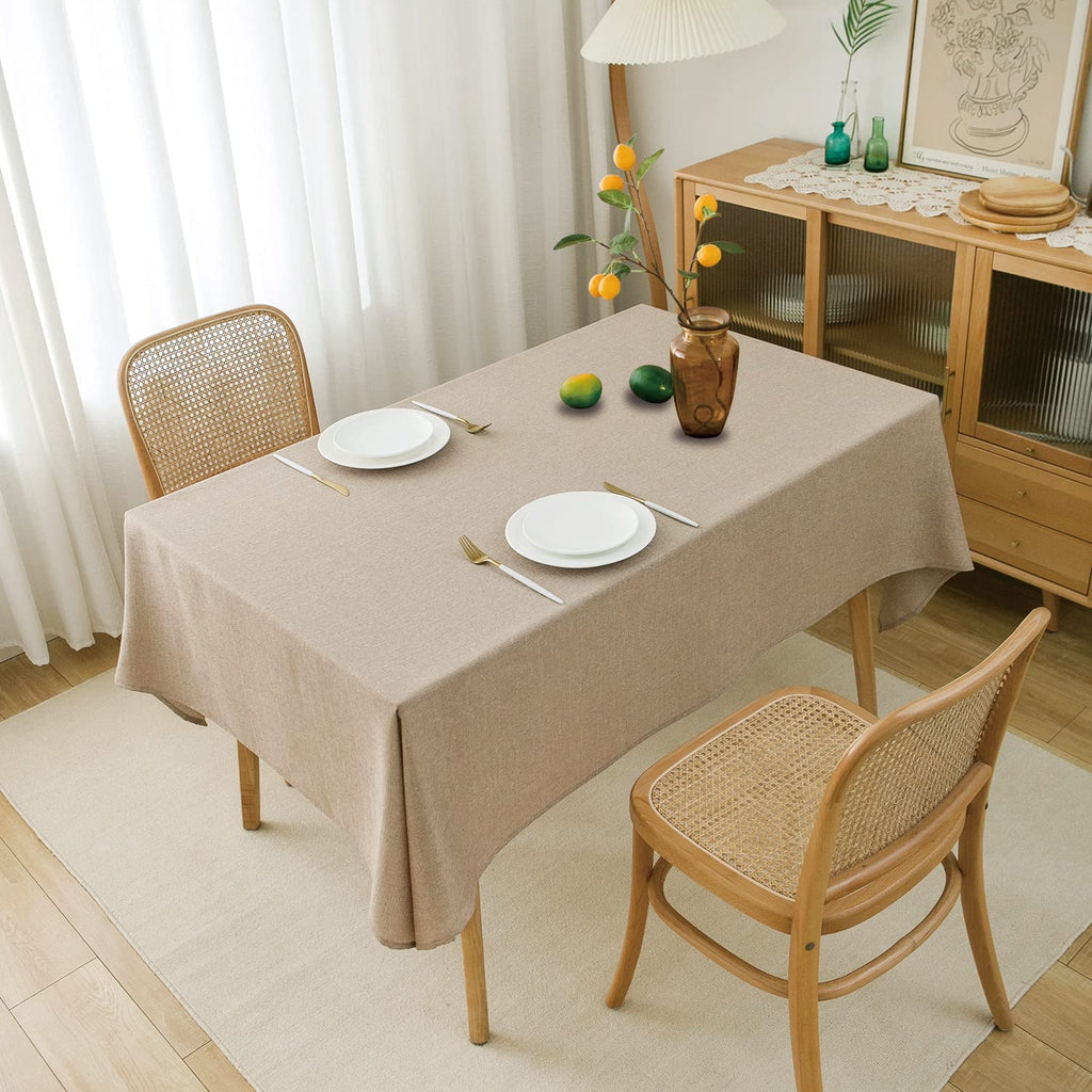 Burlap Linen Tablecloth 6ft, Tan Table Cloth Rectangular