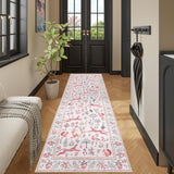 2x10 Rug for Hallway, Washable Kitchen Runner Rug with Non Slip Backing, Soft Low Pile Vintage Anima