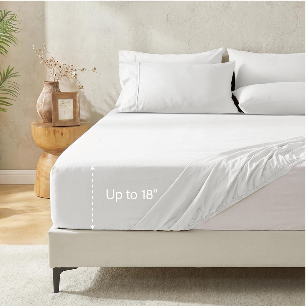 100% Organic Queen Cotton Sheets, Deep Pocket Set, Breathable & Cooling Soft Bedding, Hotel Luxury Bed Sheets, Easy