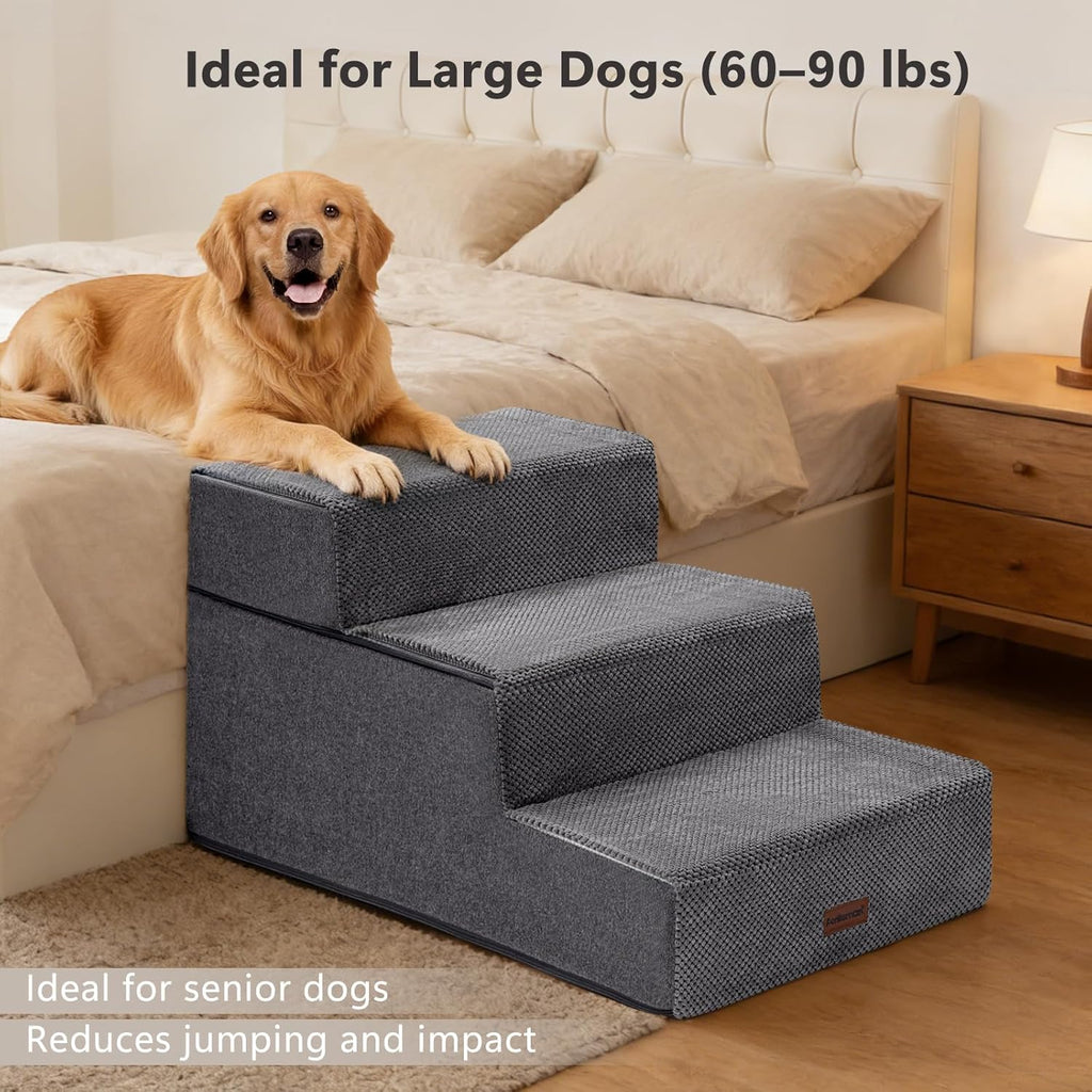 Dog Stairs for Large Dogs 18" H, Extra Wide Pet Steps for Couches & Beds