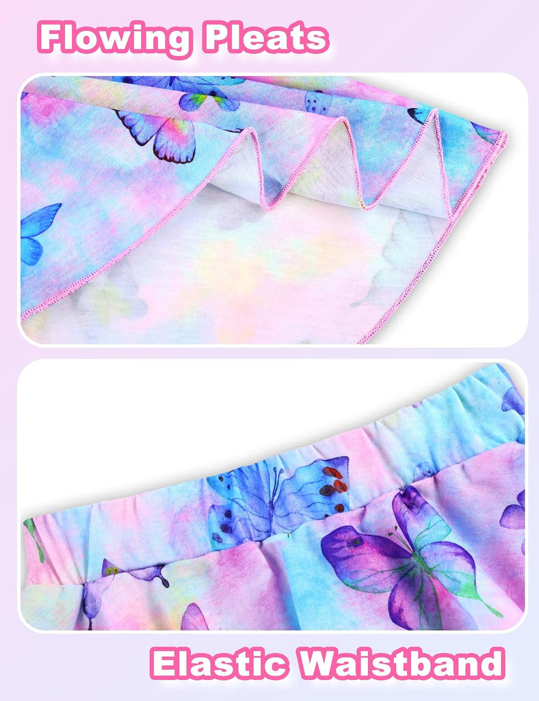 Girls Skorts Stretchy Cheer Skirts for Girls with Built-in Shorts