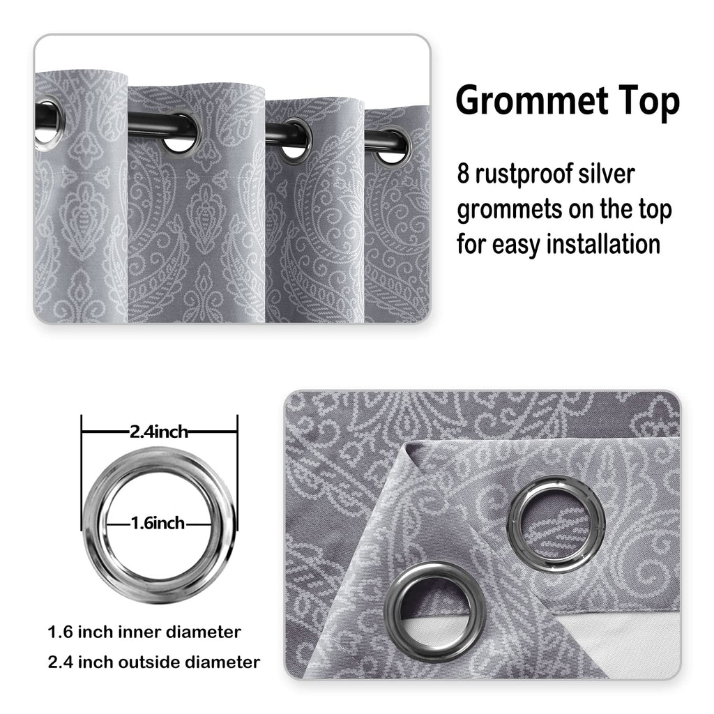 Ombre Blackout Curtains 52 x 84 inch, 2 Panel Set, Grey