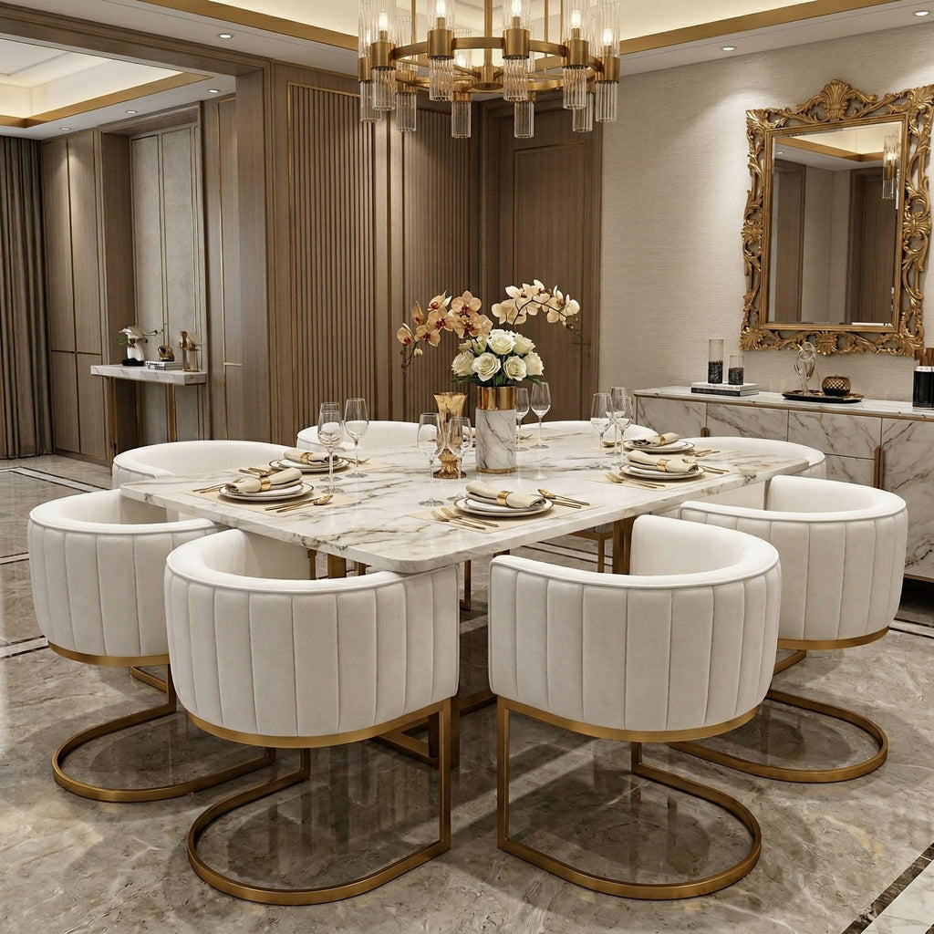 Beige and Gold Barrel Dining Chairs Set of 2, Modern Velvet Upholstered Accent Chairs with Curved Back Island, Luxury