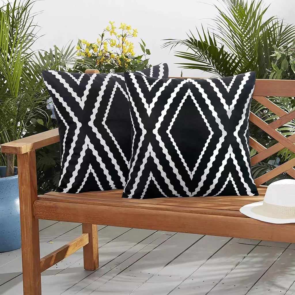 Outdoor Waterproof Throw Pillow Covers Set of 2 Boho Geometric Pillows Cover
