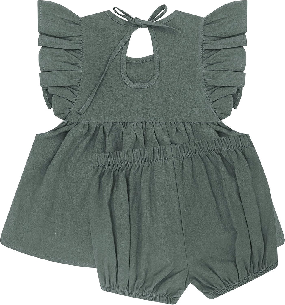 Toddler Baby Girls Summer Kids Outfit Solid Seelveless Tops Shorts Bloomers 2pc Clothes Set