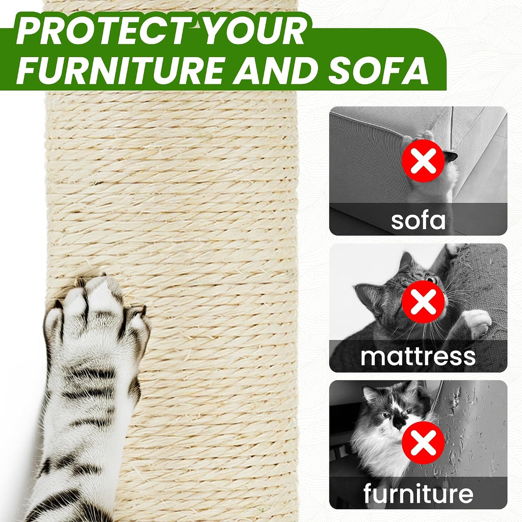 55 Inch Large Cat Tree Tower for Indoor Cats with Hammock Green Leaves Sisal Scratching Post, Plush Hang Ball Play