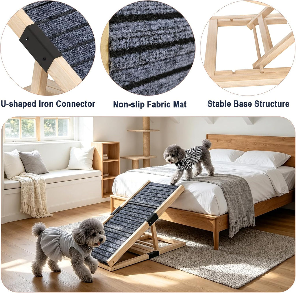 Wooden Dog Ramp for Couch, Foldable Pet Ramp for Small Dogs, 27.6" L
