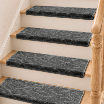 Bullnose Stair Treads for Wooden Steps, Indoor, 14Pcs, Grey