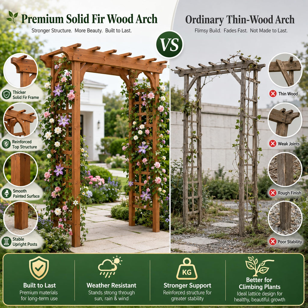 Solid Fir Wood Garden Arch Trellis for Climbing Plants Outdoor