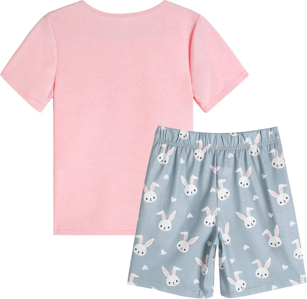 Big Girls Summer Cartoon Pajama Sets Cute Sleepwear 2pcs Shorts PJS