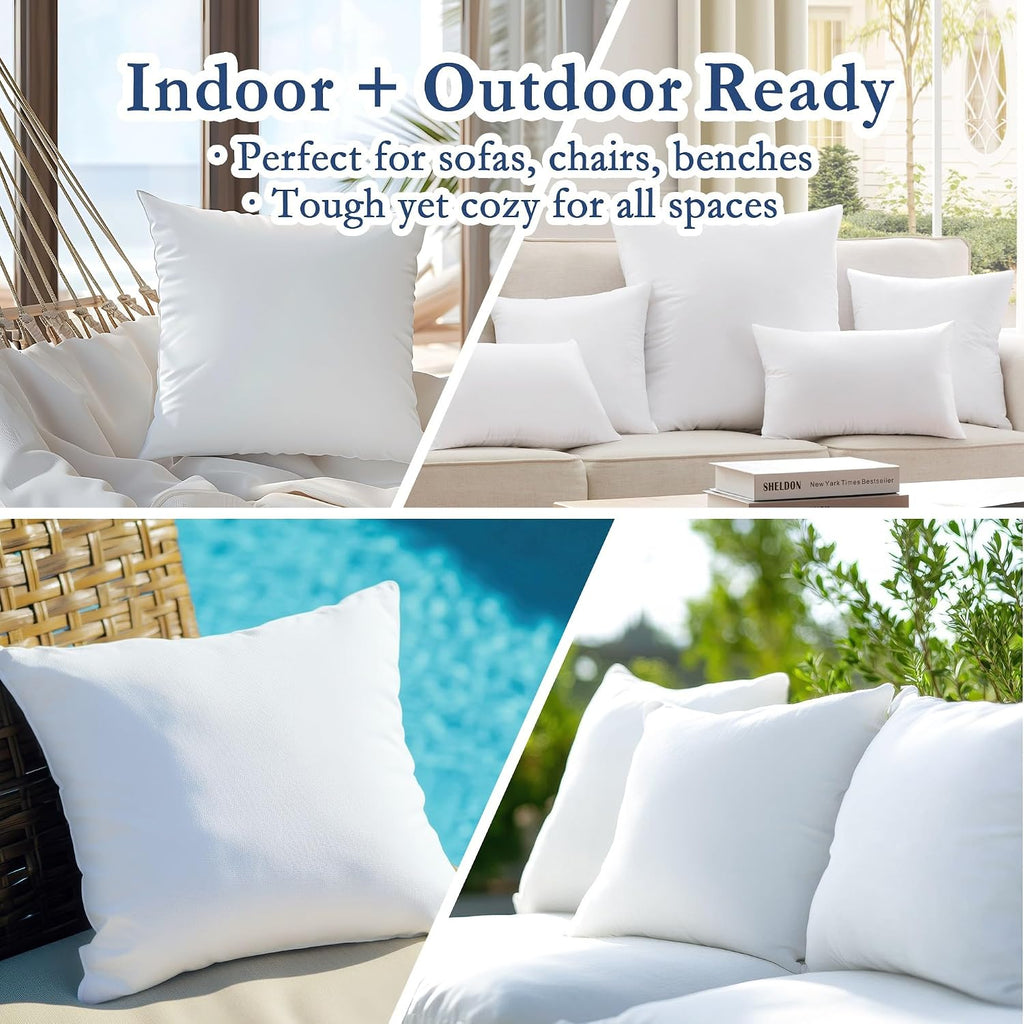 22x22 Outdoor Pillow Inserts, Down Alternative Filling - Set of 2