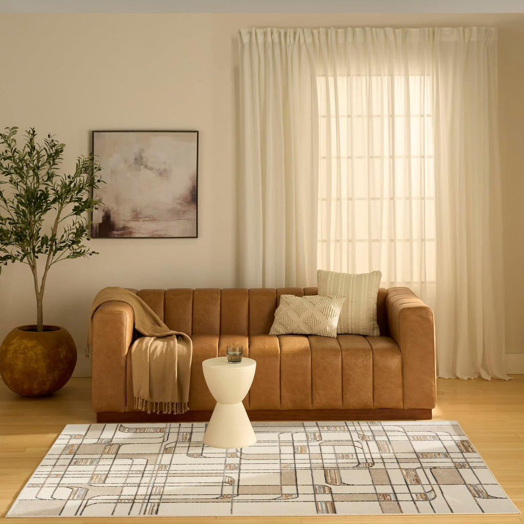 Home Nordic Ivory Multicolor Area Rug - Easy Clean, Non Shedding, Bed Room, Living Room, Dining Room, Kitchen