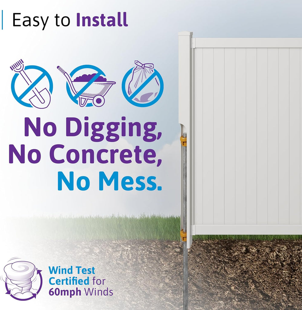 6ft H x 4ft W (1 Gate) No Dig Cambridge Gate Kit, White Vinyl Privacy Yard Fence Entry with Hardware Included for Cambridge