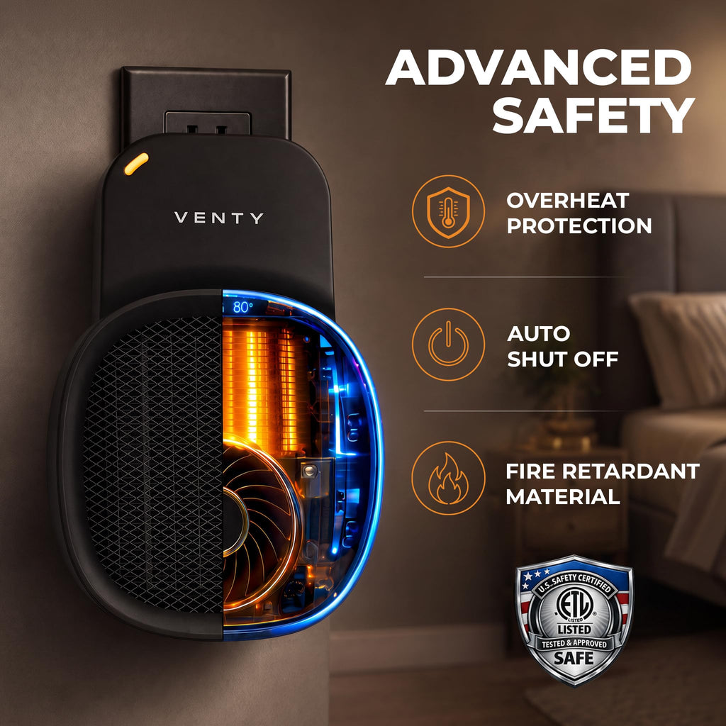 CozyPod 1500W Plug In Space Heater for Indoor Use - Small Wall Outlet Heater with Thermostat, Rechargeable Remote