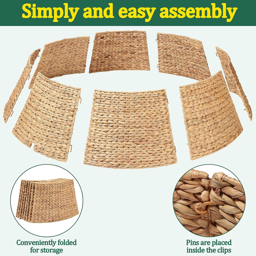 42 Inch Extra Large Christmas Tree Collar, 8 Piece Durable Hyacinth Christmas Tree Base Cover, Handmade Wicker Xmas