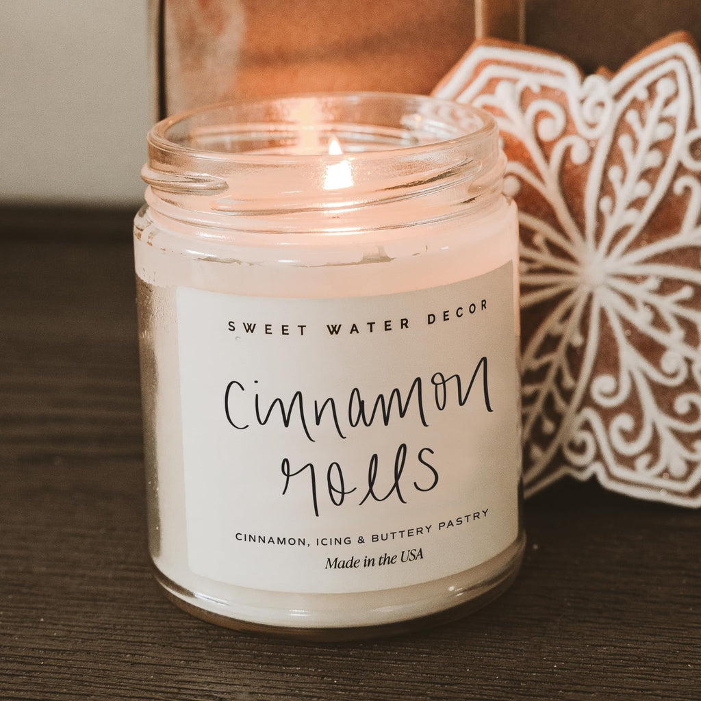 Cinnamon Roll Candle, 9oz Clear Jar, Fall Scent