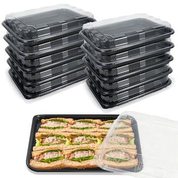 10 Pack Catering Trays with Lids, 13" Charcuterie Board with Lid, Serving Tray with Lid for Cookie, Dessert and