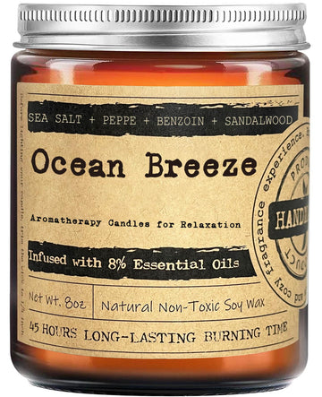 Ocean Breeze Scented Candles - 8oz Natural Scented Soy Candles Non Toxic, Aromatherapy Candles Scented Candles Gifts