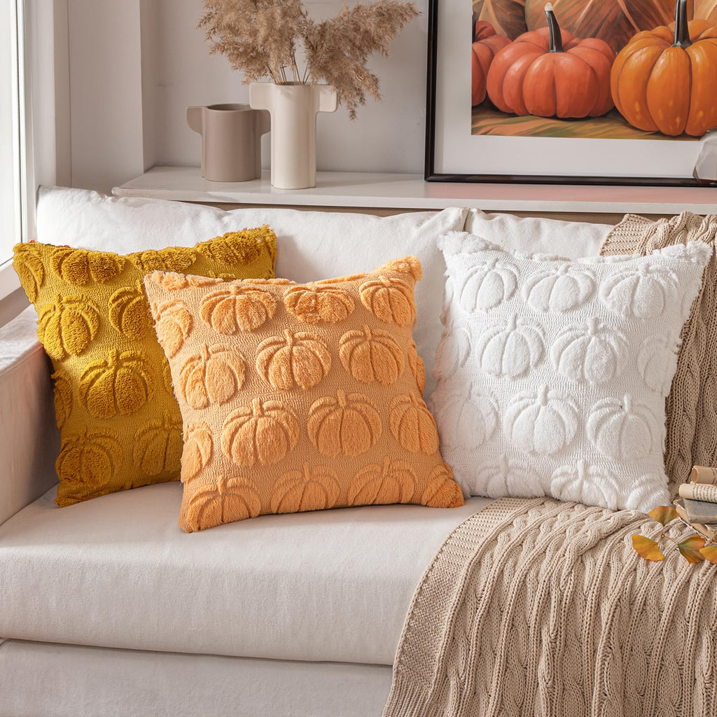 Fall Pillow Covers Pumpkin Fall Decor 22x22 Pure White