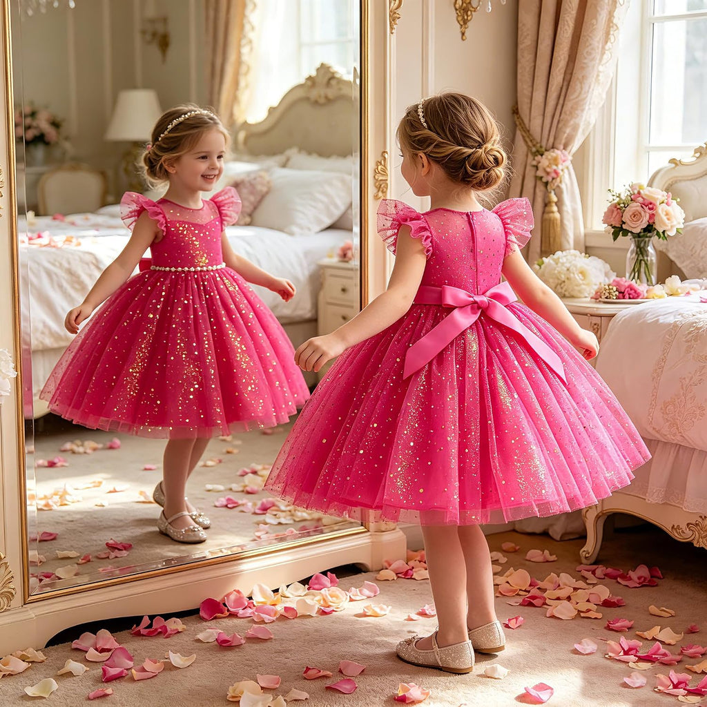 Sequin Formal Dress Kids Fancy Sparkly Pageant Party Birthday Prom Princess Ball Gown Dresses for Girls