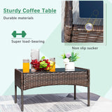 Greesum Patio Furniture 4 Pieces Conversation Sets Outdoor Wicker Rattan Chairs Garden Backyard Balcony Porch Poolside