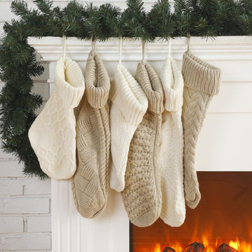 Cable Knit Christmas Stockings 18 Inch Large,Charming Color - Set of 6