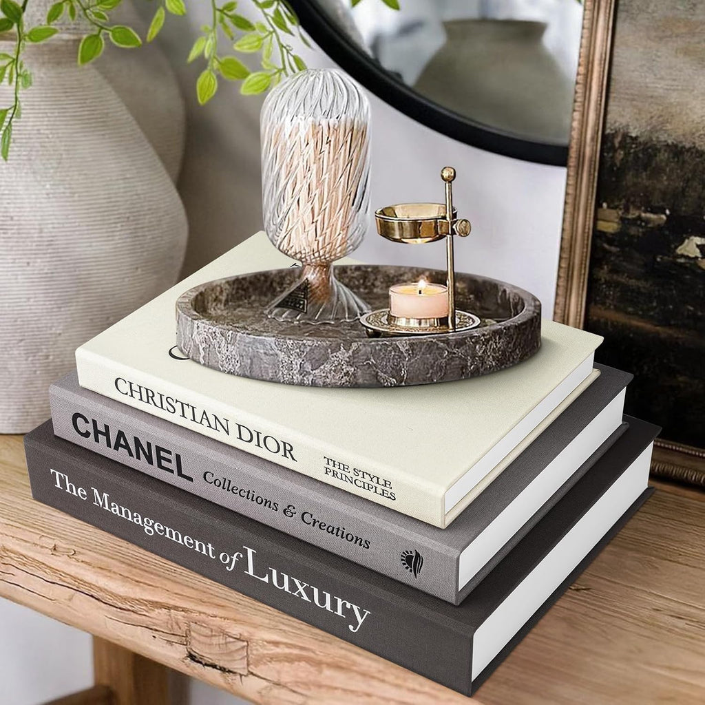 Decorative Books Set of 3, Black-Gray-Beige-Luxury | Coffee Table Home Decor, Living Room Decoration, Photo Storage