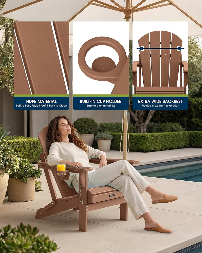 Folding Adirondack Chairs 4 Pack, Patio Chairs, Lawn Chairs, Outdoor Chairs, Adirondack Chair Plastic, Fire Pit
