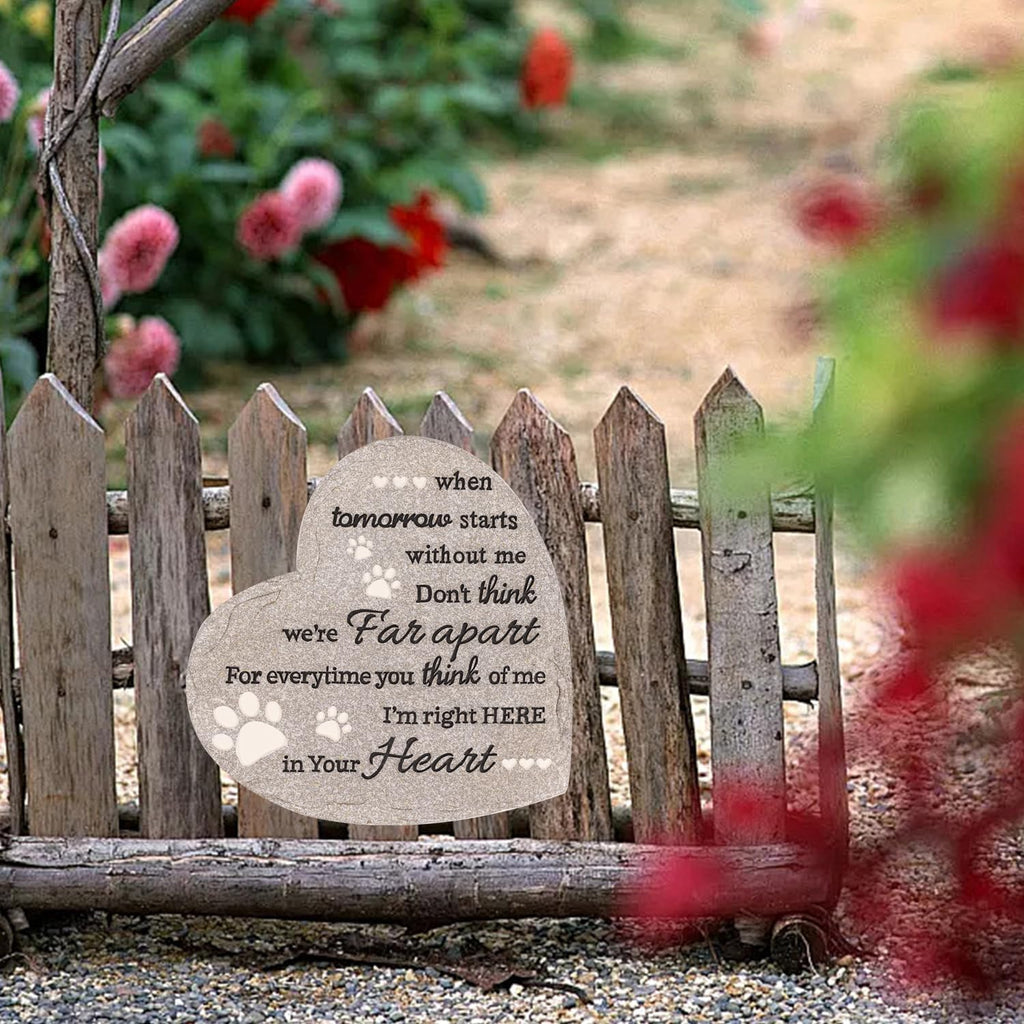 Pet Memorial Stone for Dogs Cats, 10 Inch Dog Memorial Gifts for Loss of Dog, Heart Shaped Cat Memorial Stones, Pet