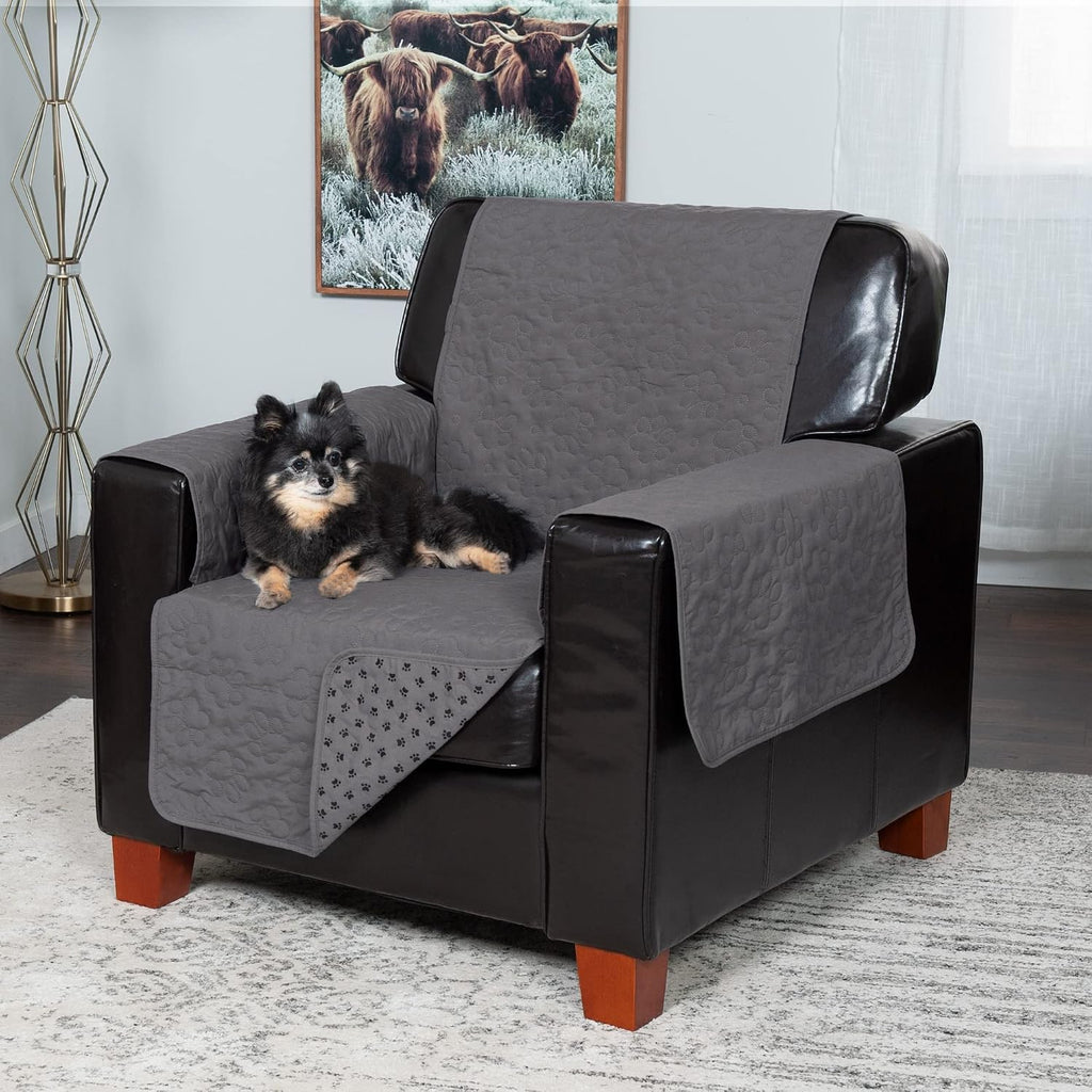 Waterproof & Non-Slip Chair Cover Protector for Dogs, Cats, & Children - Quilted Paw Print Living Room Furniture