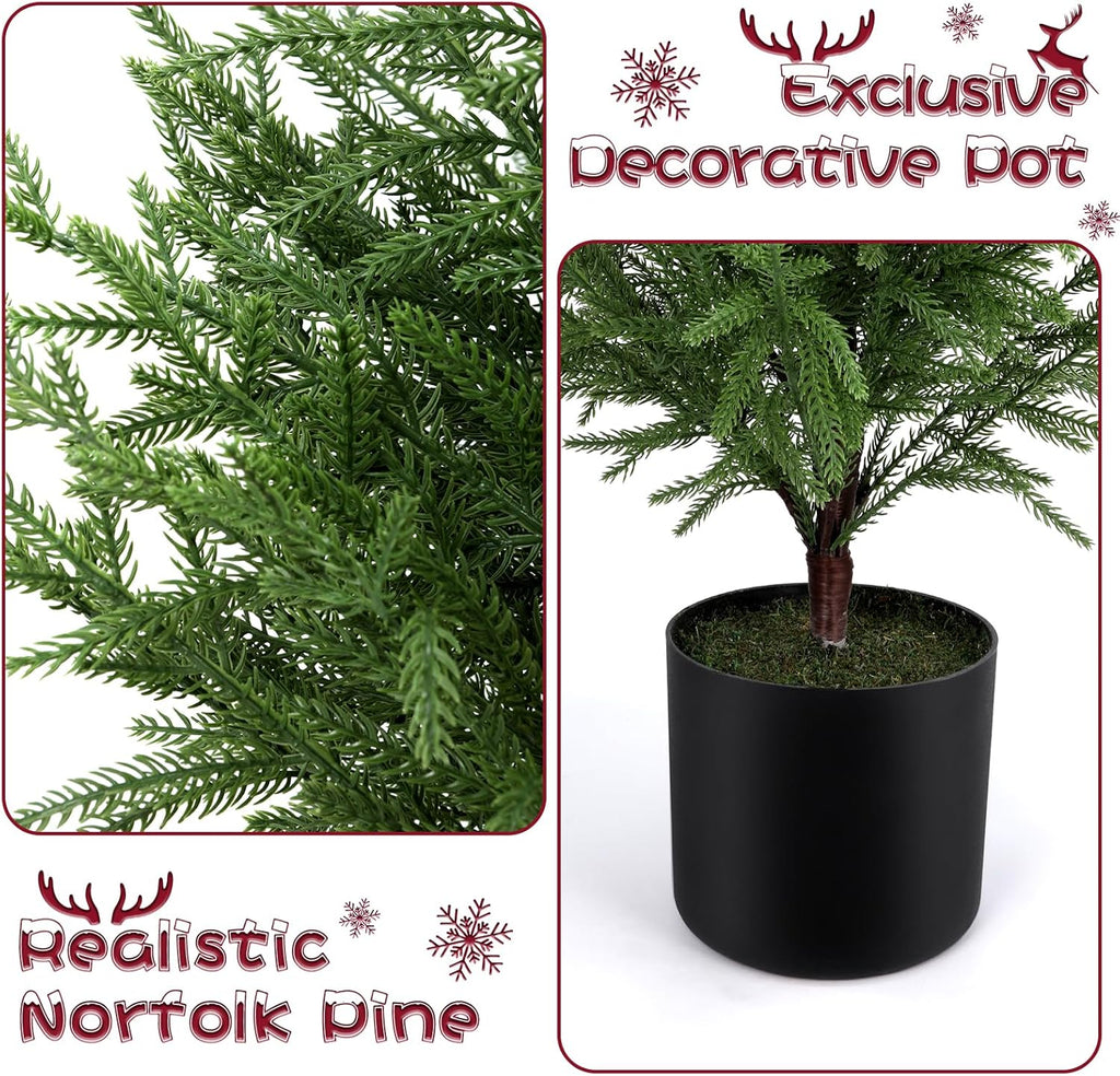 4FT Norfolk Pine Christmas Tree, Unlit Artificial Tree in Pot, Soft-Touch PE Material, Family & Pet Friendly