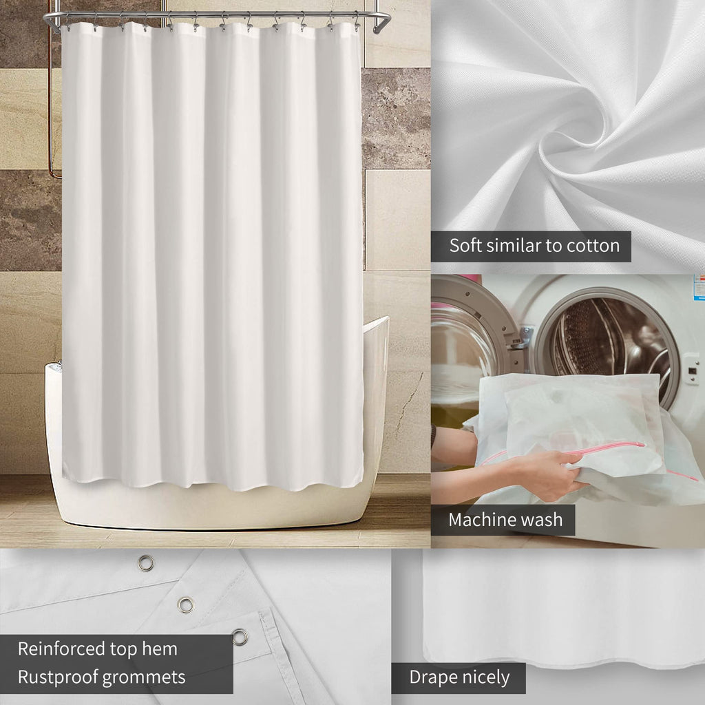 Extra Long Waterproof Fabric Shower Curtain Liner White 72x84