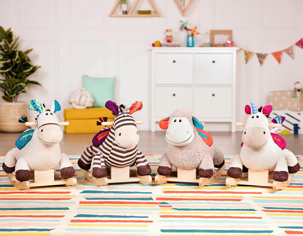 Unicorn Rocker, Dilly-Dally Wooden Ride-On Plush Toy, Soft Toys