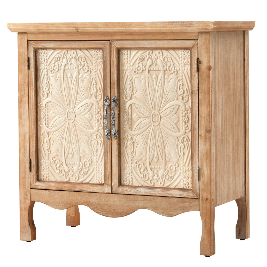 Sideboard Buffet Kitchen Storage Cabinet, Solid Wood Credenza Accent Cabinet, Cupboard Console Table with 2 Craved