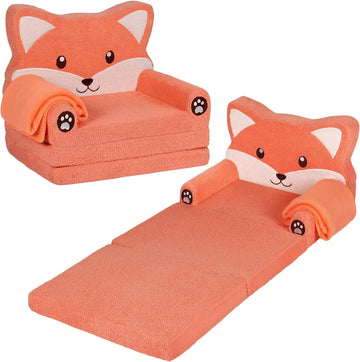 Kids Couch, in-1 Soft Toddler Couch Fold Out with Blanket, Chair Comfy, Foldable Convertible Plush Sofa, Gifts