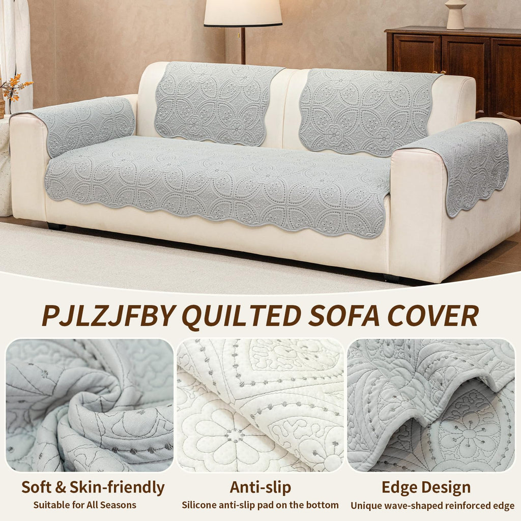 Floral Pattern Non-Slip Quilted Sectional Couch Covers Washable