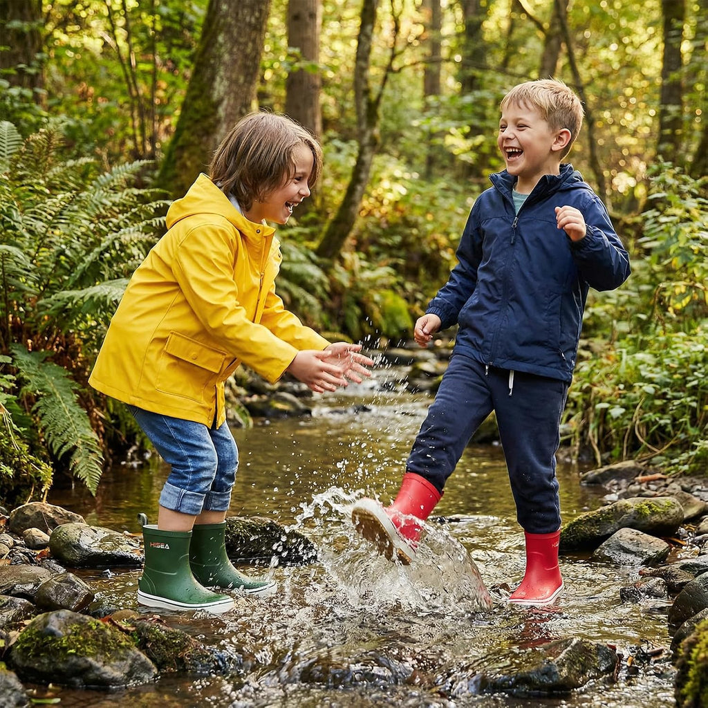 Kids Rain Boots, Waterproof Rubber Deck Boots, Toddler Boys and Girls