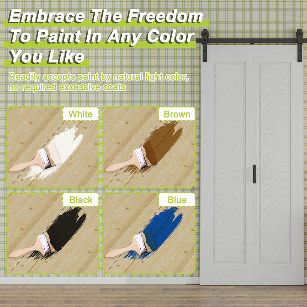 36" x 84" Hollow Core Bifold Barn Door with 40" Track Hardware Kit Included, Pre-Assembled 1 Panel Bi Fold Barn Door