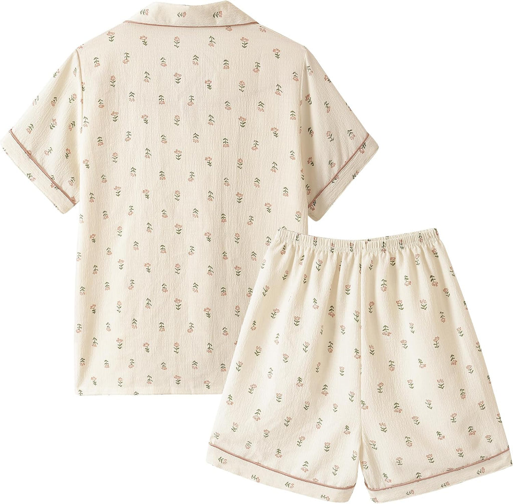 Big Girls Button Down Pajama Sets 2PCS Shorts Set for Teens