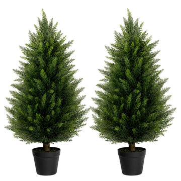 3FT Artificial Cedar Topiary Trees Set of 2 for Outdoor Porch