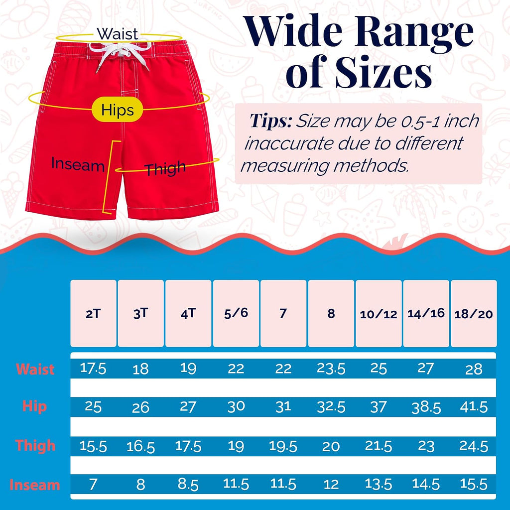 Boys Swim Trunks - Quick-Dry, Comfortable, /6 to 18/ Fun Patterns, Durable Design Boys Bathing Suit