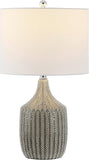 Secia Modern Grey Ceramic 25-inch Bedroom Living Room Home Office Desk Nightstand Table Lamp (LED Bulb Included)