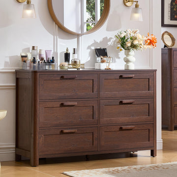 Farmhouse 6 Drawer Dresser, Walnut